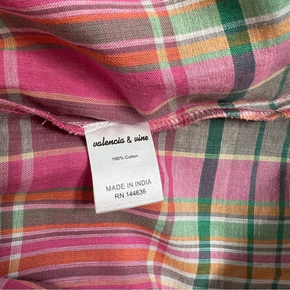 Valencia and Vine Lucy Plaid Smocked Ruffle Midi Dress 100% Cotton Size Large - Picture 5 of 7